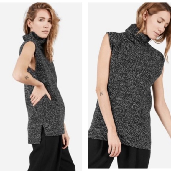 EVERLANE Chunky wool gorpcore turtleneck woman warm classic career grey tank S - Picture 1 of 15